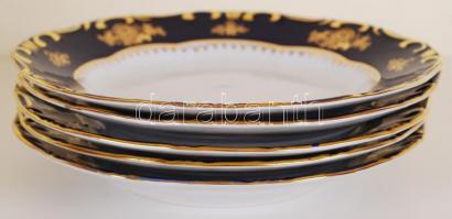 Zsolnay Pompadour süteményes tányér, összesen:5 db, jelzett, hibátlan/ Flawless Zsolnay chinaware pl...