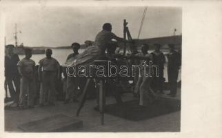 K.u.K. navy, a mariner doing exercise on the board