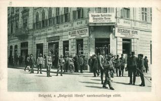 Belgrade press agency, the shop of Bela Schossberger, soldiers