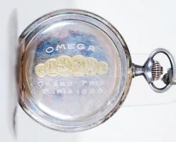 1902-1922 Duplafedelű ezüst (Ag) Omega zsebóra a Monarchia behozatali jegyével, porcelán számlappal,...