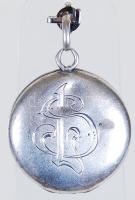 cca 1900 Ezüst (Ag) képtartó medál előlapján festett zománcozott díszítéssel (a zománcon kis lepatto...