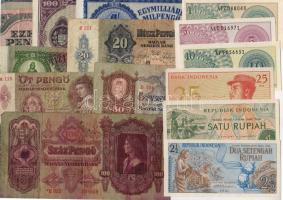 18db klf bankjegy, régi és új, magyar (12x) + indonéz (6x) T:I,II,III