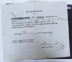 1849 és 1881 2 db kéményseprő nyugta, egyik díszes címeres