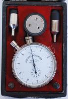 cca 1930 Jaquet's Indicator 1000REVs/100m svájci sebességmérő eredeti tokjában, hiánytalan. Ritkaság /  Swiss made vintage speed indicator in original box, with all accessories, rare item (!), 13x9x4cm