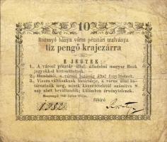 1849. Rozsnyó szükségpénz 10Kr T:III+