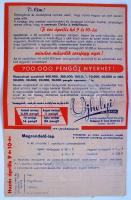 Ujhelyi és társa levelezőlap, sorsjegy húzást ismertető lap