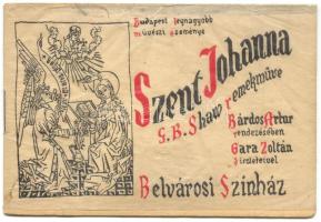 cca 1920 Belvárosi Színház: Szent JOhanna c. előadás ismertető füzete