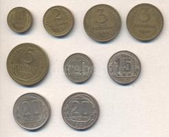 Szovjetunió 1926-57. 1k - 20k összesen 9db különféle T:2,2- Soviet Union 1926-57. 1 kopeks - 20 kopeks, 9 different C:XF,VF