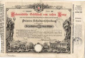 Ausztria 1882. Osztrák Vöröskereszt kötvénye 10G Austria 1882. Austrian Red Cross debenture bond 10 Gulden