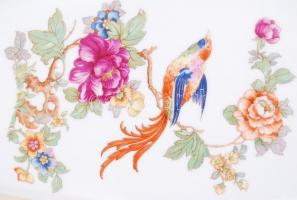 Hollóházi jelzéssel ellátott virágokkal és madárral díszített nagyméretű porcelán váza / Hollóházi c...