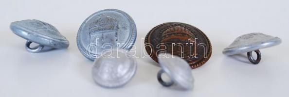 cca 1940 6db fémgomb Magyar Királyi Honvédség katonai egyenruháról