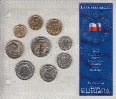 Lengyelország 1992-2004. 1Gr-5Zl 9klf darab "Az utolsó Zloty forgalmi pénzek" szettben T:1 Poland 1992-2004. 1 Grosz - 5 Zlotych, 9 different coins "The Last Zloty coins" set C:Unc