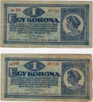 1920. 1K előlapon sorszámelcsúszás + hátlapon extrém nagy lemezhiba T:IV