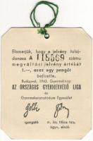 1943. Gyermekvédőliga 1P megváltási jegy T:I