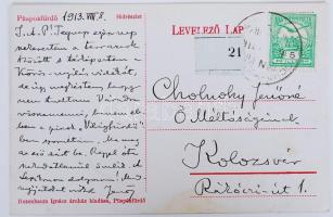 1913 Cholnoky Jenő földrajztudós üzenete és saját kezű aláírása képeslapon, feleségének címezve