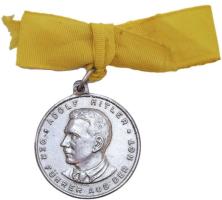 Német 3. Birodalom 1930. Nemzetiszocialista Német Munkáspárt ezüstözött propaganda jelvénye sárga mellszalagon T:1- German Third Reich 1930. "National Socialist German Workers Party" silver plated propaganda medallion on yellow ribbon C:AU