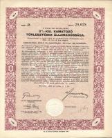 1941. 4%-kal Állami Nyereménykölcsön - Államadóssági kötvény 50P-ről szelvényekkel szárazpecséttel +...