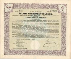 1941. 4%-kal Állami Nyereménykölcsön - Államadóssági kötvény 50P-ről szelvényekkel szárazpecséttel +...