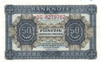 NDK 1948. 50Pf + 1971-75. 5M 10M T:I-,II GDR 1948. 50 Pfennig  + 1971-75. 5 Mark + 10 Mark C:AU,XF