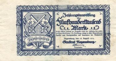 Német Birodalom/Weimari Köztársaság/ Regensburg / Hannover 1923. 500.000M + 500.000M T:II,III 
Germa...