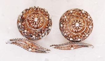 XIX. század eleje Kézzel készített antik ezüst (Ag) filigrán mandzsettagomb pár /  Early 19th cent. Antique silver filigree cufflinks, 10gr