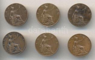 Nagy Britannia 1911-18. Farthing (6x) klf T:2,2- Great Britain 1911-18. Farthing (6x) different C:XF,VF