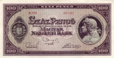 1945. 100P (6x) egymás utáni sorszámmal T:II-,III