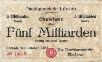 Német Birodalom / Karlsruhe 1923. 10.000.000M + Lörrach 1923. 5.000.000.000M + Stockach 1923. 5.000....