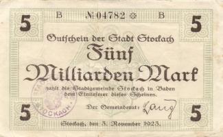 Német Birodalom / Karlsruhe 1923. 10.000.000M + Lörrach 1923. 5.000.000.000M + Stockach 1923. 5.000....