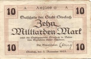 Német Birodalom / Karlsruhe 1923. 10.000.000M + Lörrach 1923. 5.000.000.000M + Stockach 1923. 5.000....