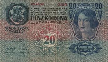 1913. 20K "Citta Di Fiume" körbélyegzővel + 1917. 2K "Citta Di Fiume" körbélyegz...