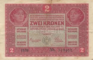 1917. 2K "Bácsalmás és Vidék Takarékpénztár" felülbélyegzéssel (2x) T:II-,III