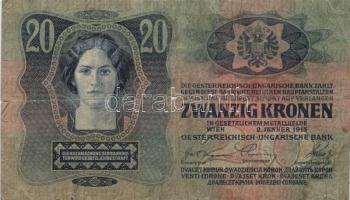 1912. 100K + 1913. 20K mindegyik "Felülbélyegzés 1919. jan.11. Kecskemét Város Tanácsa" bé...