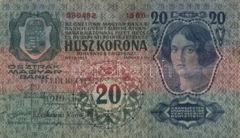 1912. 100K + 1913. 20K mindegyik "Felülbélyegzés 1919. jan.11. Kecskemét Város Tanácsa" bé...