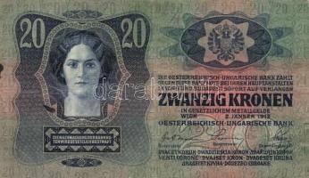 1912. 100K + 1913. 20K mindegyik "Felülbélyegzés 1919. jan.11. Kecskemét Város Tanácsa" bé...