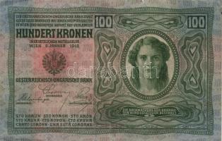 1912. 100K + 1913. 20K mindegyik "Felülbélyegzés 1919. jan.11. Kecskemét Város Tanácsa" bé...