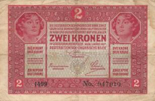 1917. 2K (2x) mindkettő "Pécs-Baranya Köztársaság" nem hivatalos felülbélyegzéssel T:III