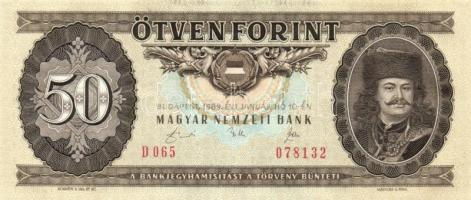 1989. 50Ft (4x) egymás utáni és egymáshoz közeli sorszámok T:I