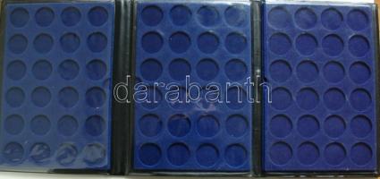 Műbőr borítású(zöld) éremtartó album, 3db plüss kivehető tálcával, összesen 72db érme tárolására, új...