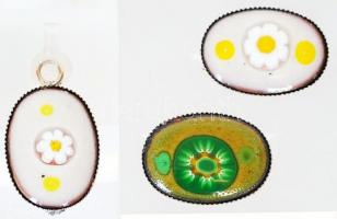 Zománcozott fülbevaló pár, karkötő és medál