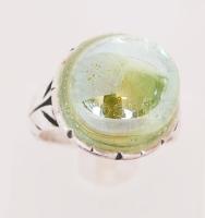 Ezüst (Ag.) gyűrű zöld üveggel, bruttó:10 gr/ Silver ring