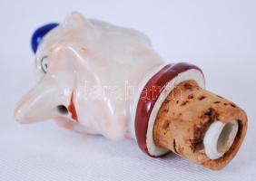 Humoros férfi fejet formáló, kézzel festett porcelán dugó /  Funny hand painted porcelain cork, 8cm