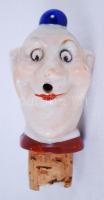 Humoros férfi fejet formáló, kézzel festett porcelán dugó / 
Funny hand painted porcelain cork, 8cm