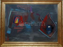 Vaszkó jelzéssel: Formák. Olaj, karton, üvegezett keret, 52×66 cm