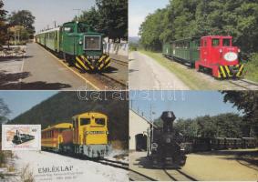 10 db modern, vonatokat és mozdonyokat ábrázoló motívumlap, mind megíratlan