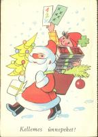 Totó-lottó reklám üdvözlőlapon, s: Macskássy Gyula / Hungarian lottery advertisement