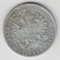 Ausztria 1860A 1Fl Ag T:2-
Austria 1860A 1 Florin Ag C:VF