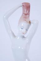 Aquincum, fésülködő női akt, kézzel festett, hibátlan, jelzett  /Handpainted Aquincum chinaware nude figure 24 cm