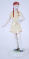 Hollóházi, kottából éneklő kislány, kézzel festett, hibátlan, jelzett  /Handpainted  chinaware singe...