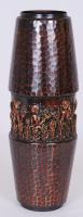 Iparművész réz váza domborműves díszítéssel /  Copper vase with individual design, 25cm